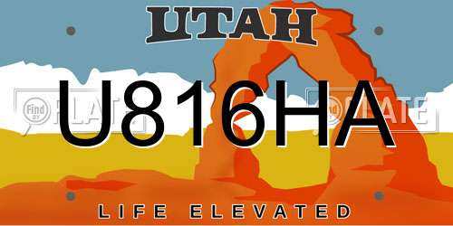 U816HA Utah License Plate