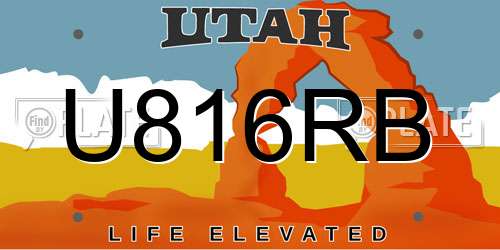 U816RB Utah License Plate