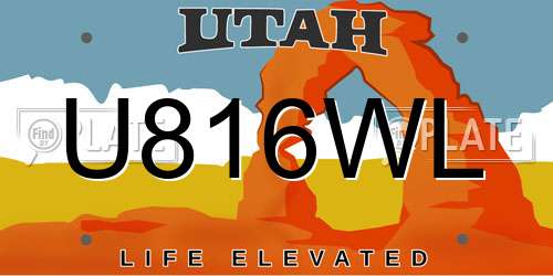 U816WL Utah License Plate