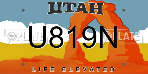 U819N Utah License Plate