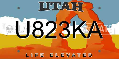 U823KA Utah License Plate
