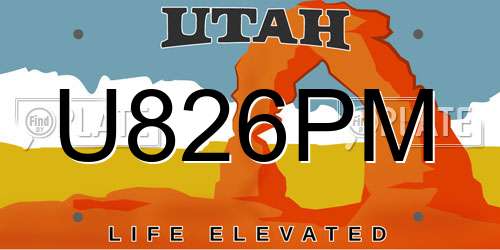 U826PM Utah License Plate