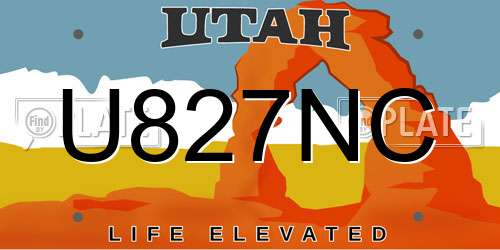 U827NC Utah License Plate