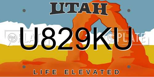 U829KU Utah License Plate