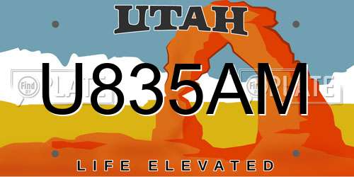 U835AM Utah License Plate
