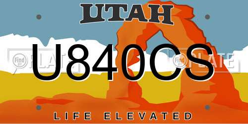 U840CS Utah License Plate