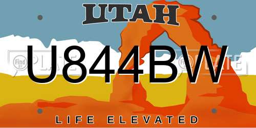 U844BW Utah License Plate
