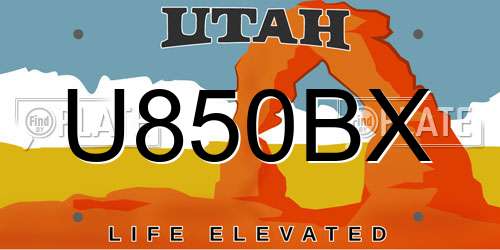 U850BX Utah License Plate