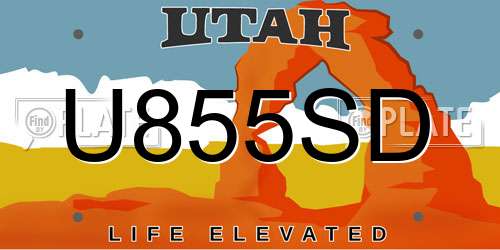 U855SD Utah License Plate