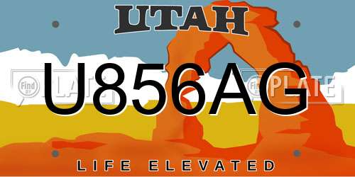 U856AG Utah License Plate