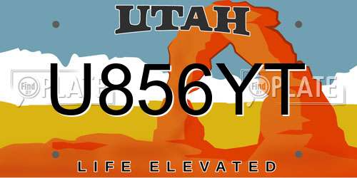 U856YT Utah License Plate