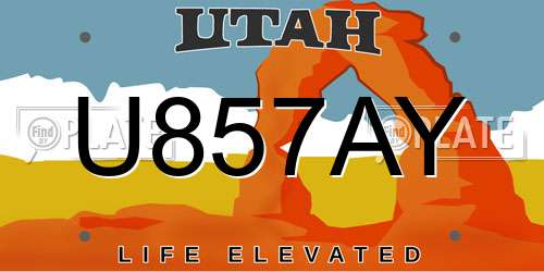 U857AY Utah License Plate