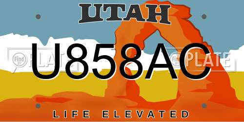 U858AC Utah License Plate