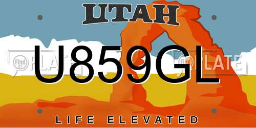 U859GL Utah License Plate