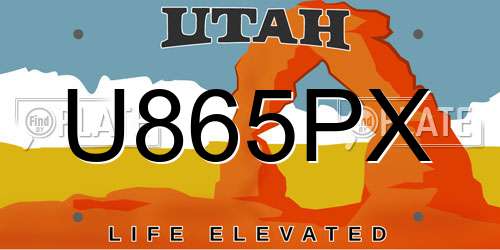 U865PX Utah License Plate