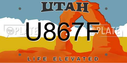 U867F Utah License Plate
