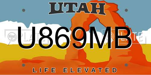 U869MB Utah License Plate