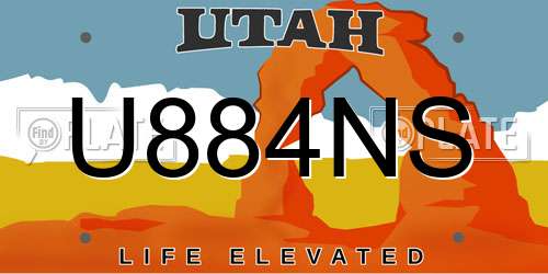 U884NS Utah License Plate