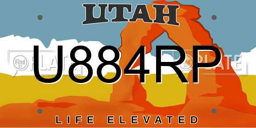 U884RP Utah License Plate