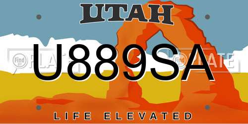 U889SA Utah License Plate