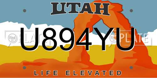 U894YU Utah License Plate