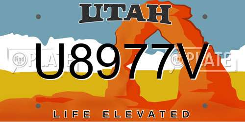 U8977V Utah License Plate
