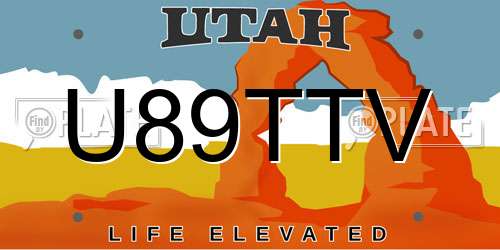 U89TTV Utah License Plate