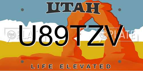 U89TZV Utah License Plate