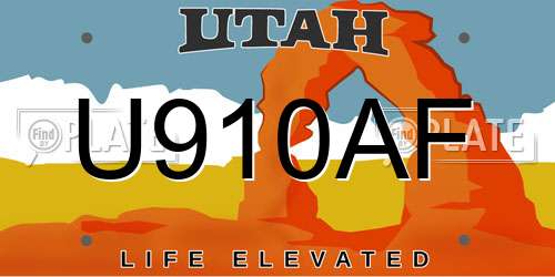 U910AF Utah License Plate