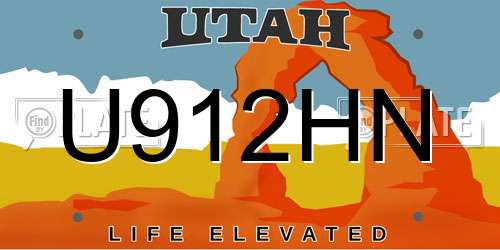 U912HN Utah License Plate