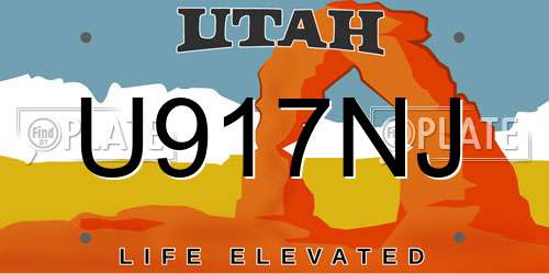 U917NJ Utah License Plate