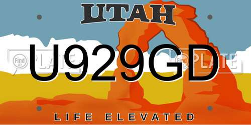 U929GD Utah License Plate