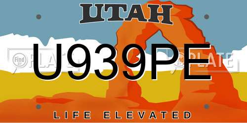 U939PE Utah License Plate