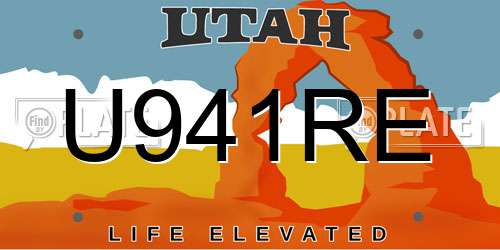 U941RE Utah License Plate