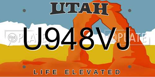 U948VJ Utah License Plate