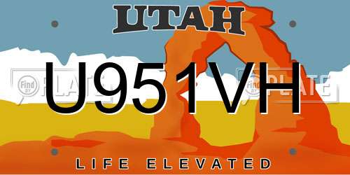 U951VH Utah License Plate