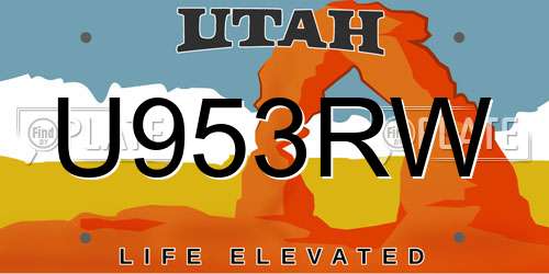 U953RW Utah License Plate