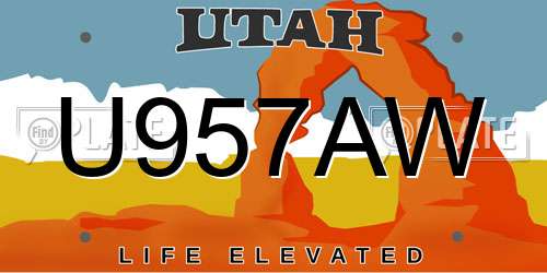 U957AW Utah License Plate