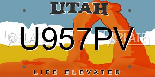 U957PV Utah License Plate