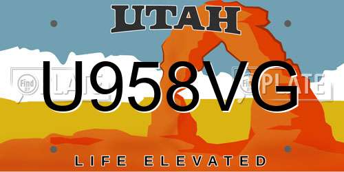 U958VG Utah License Plate