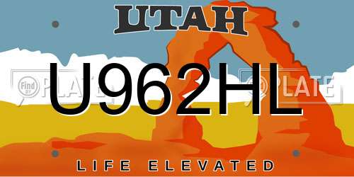 U962HL Utah License Plate