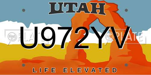U972YV Utah License Plate