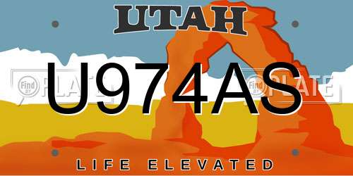U974AS Utah License Plate