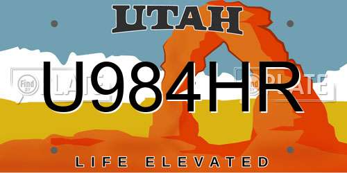 U984HR Utah License Plate