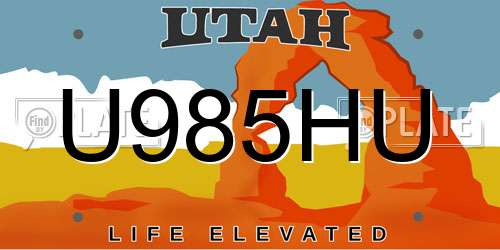 U985HU Utah License Plate
