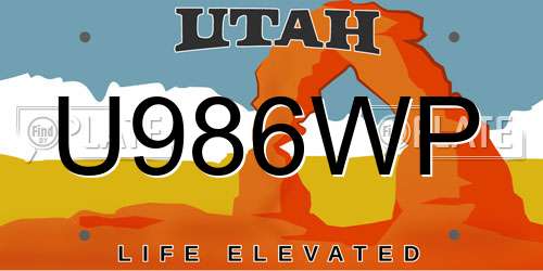 U986WP Utah License Plate