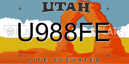 U988FE Utah License Plate