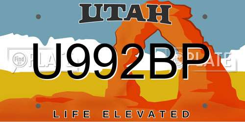 U992BP Utah License Plate