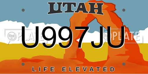 U997JU Utah License Plate