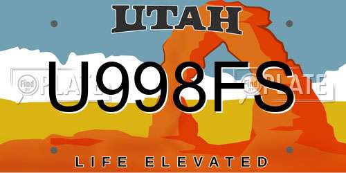 U998FS Utah License Plate